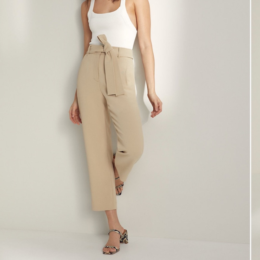 Aritzia tie front high waisted pants nude color